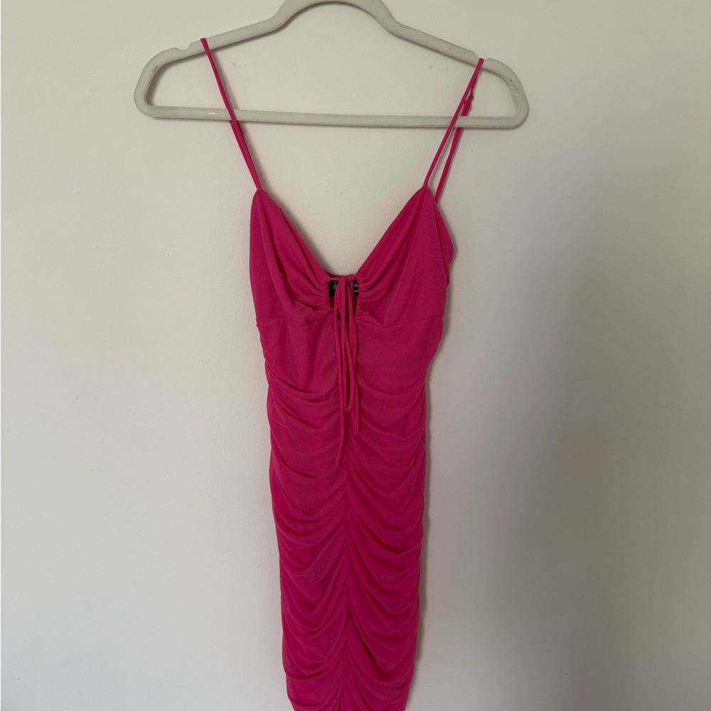 Pink Spaghetti Strap Bodycon Mini Dress